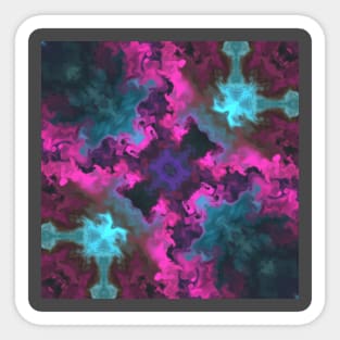 Pink and Cyan Smoke Kaleidoscope Pattern Sticker